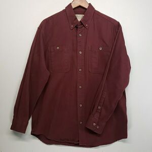 Duluth Trading Co Men Medium Button Down Shirt Long Sleeve Maroon Burgundy Work